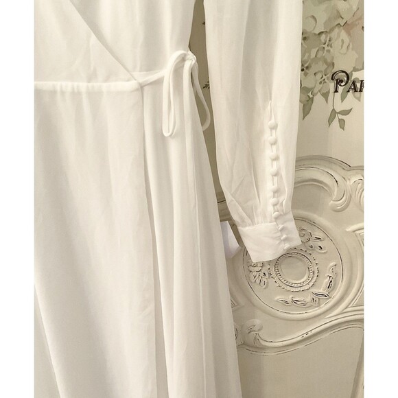 Lulus My Whole Heart Dress Women's S White Maxi Long Sleeve Wrap NWT - Picture 6 of 14